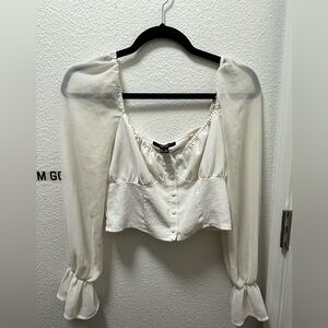 Forever 21 Cream Button-Front Blouse